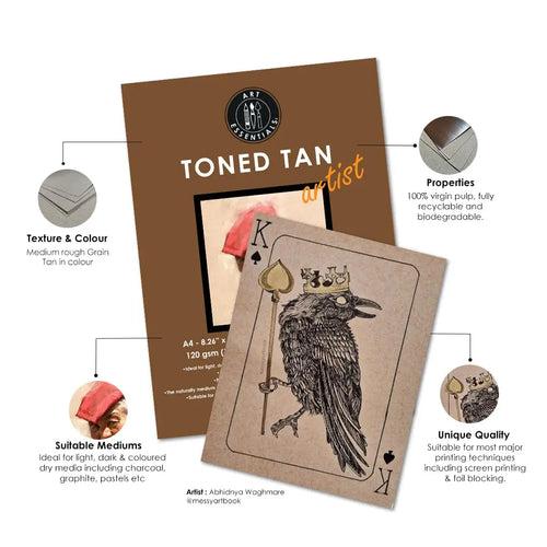 Art Essentials Toned Tan Artist Sketching Paper Medium Surface ,120 GSM - (Loose)