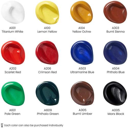 Arteza Premium Acrylic Paint Assorted Colours Set with Storage Box