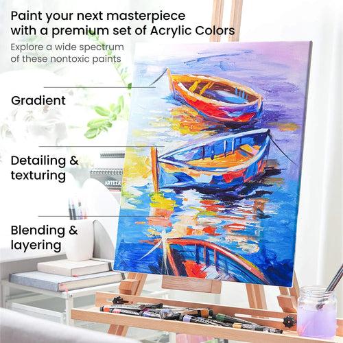 Arteza Premium Acrylic Paint Assorted Colours Set with Storage Box