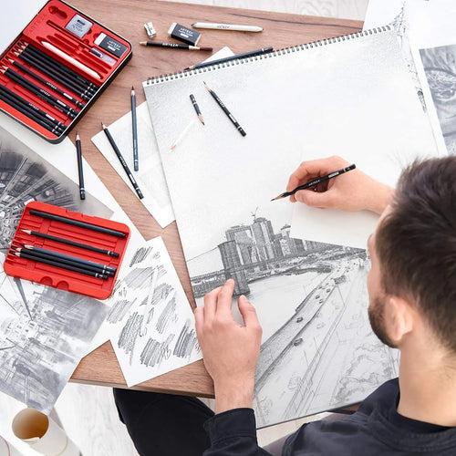 Arteza Drawing Set for Adults, Set of 33 Artist Sketching Tools