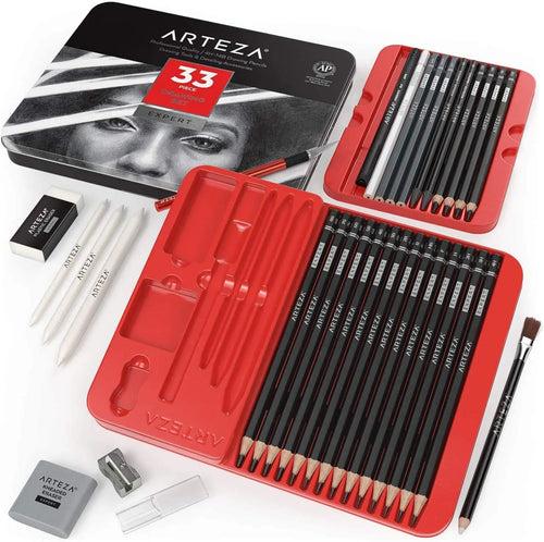 Arteza Drawing Set for Adults, Set of 33 Artist Sketching Tools