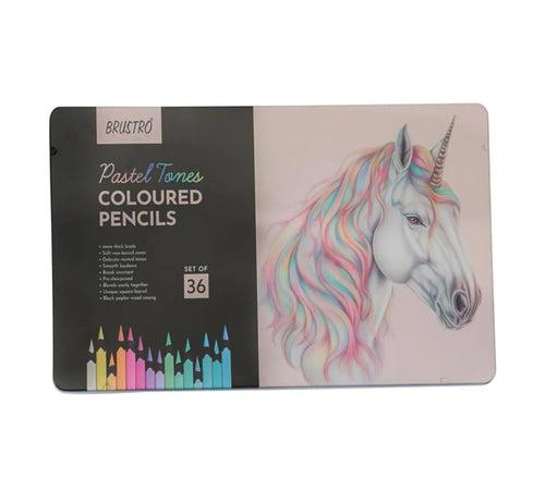 Brustro Artists' Coloured Pencils Pastel Tone Set of 36 (in Elegant tin Box)