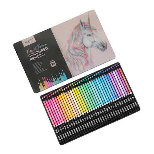 Brustro Artists' Coloured Pencils Pastel Tone Set of 36 (in Elegant tin Box)