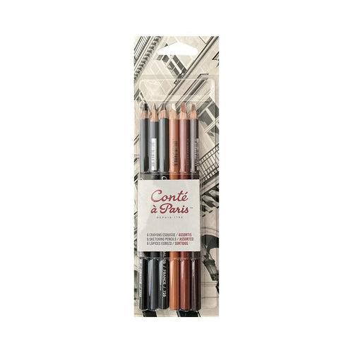 Conte a' Paris Crayon Esquisse Assorted Sketching Pencils - Blister Pack of 6