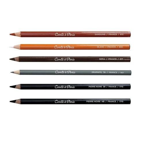 Conte a' Paris Crayon Esquisse Assorted Sketching Pencils - Blister Pack of 6