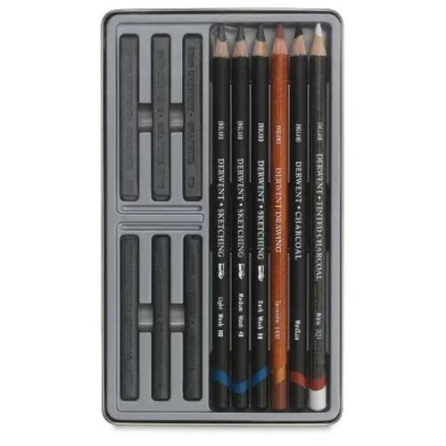 Derwent Sketching Pencil Mixed Media Collection Tin Set Of 12 ( 34305 )