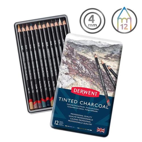 Derwent Tinted Charcoal Drawing Pencils Blister Watersoluble Pencils Set of 12 ( 2301690 )