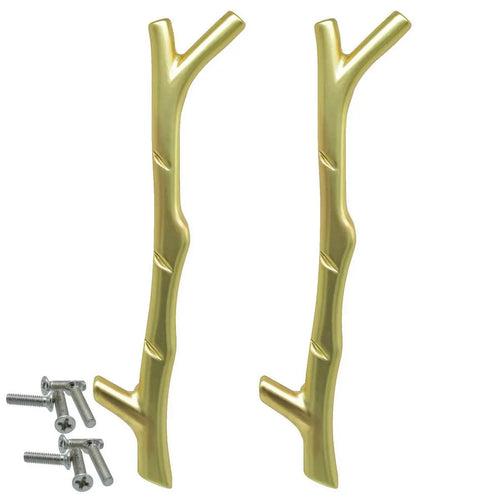 Jags Tree Branch Brass Metal Handle for Trays 96 MM Long - Matt Gold