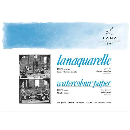 Lana Artist Watercolour Lanaquarelle Natural White 300GSM,100% Cotton paper 4Side Glued Pad(Per Block)