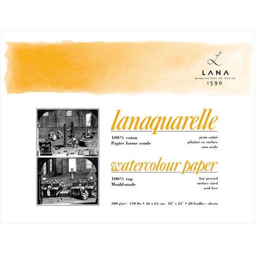 Lana Artist Watercolour Lanaquarelle Natural White 300GSM,100% Cotton paper 4Side Glued Pad(Per Block)