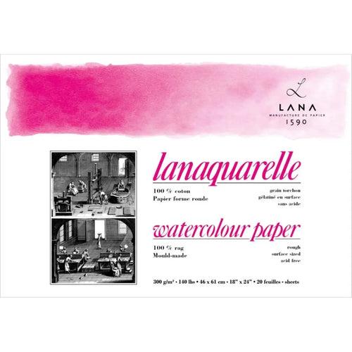Lana Artist Watercolour Lanaquarelle Natural White 300GSM,100% Cotton paper 4Side Glued Pad(Per Block)