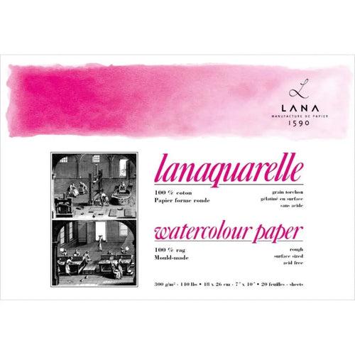 Lana Artist Watercolour Lanaquarelle Natural White 300GSM,100% Cotton paper 4Side Glued Pad(Per Block)