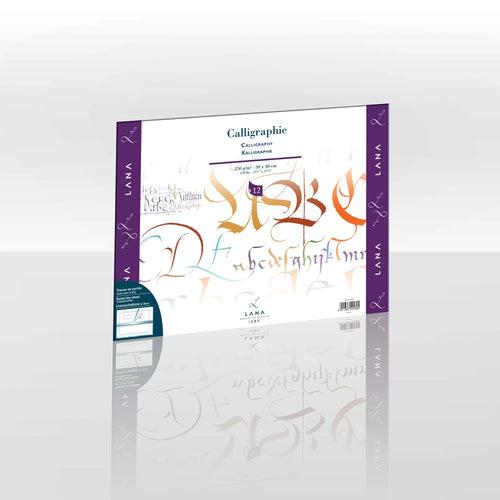 Lana Calligraphie -Calligraphy White Ultra Smooth 250GSM Paper,Long Side Glued Pad 12 SHT-(Per Pad)