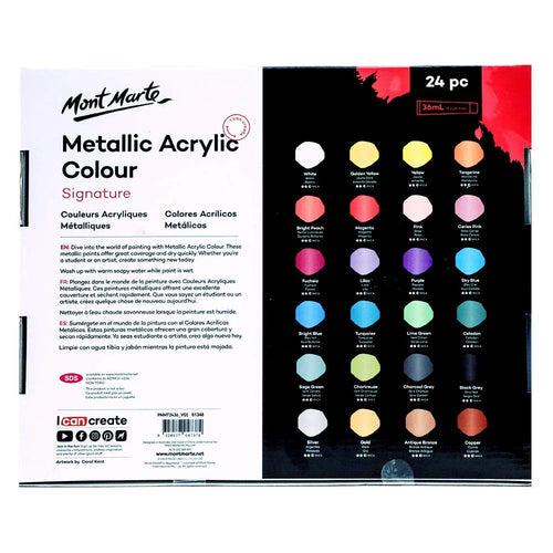 Mont Marte Metallic Acrylic Colour Paint Set Signature 24pc x 36ml