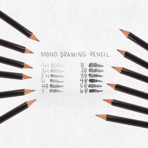 Tombow Mono Graphite Pencil Set, 12 Assorted Grades With Free Mono Knock Eraser, Limited Edition