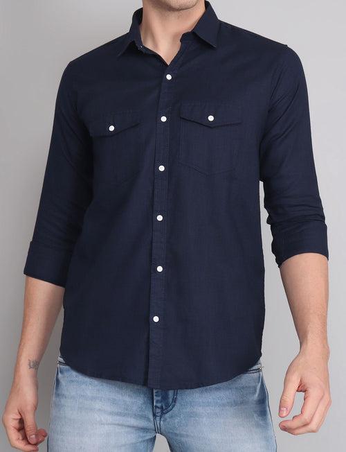 Navy Double Pocket Shirt