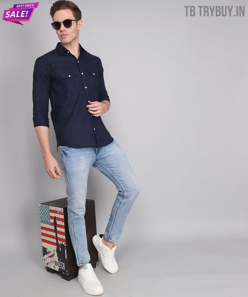 Navy Double Pocket Shirt