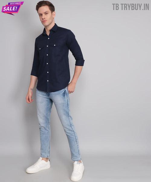 Navy Double Pocket Shirt