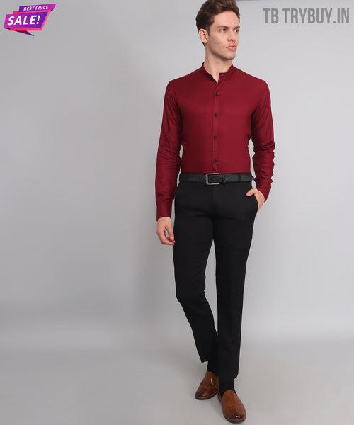 Maroon Mandarin Men's Shirt