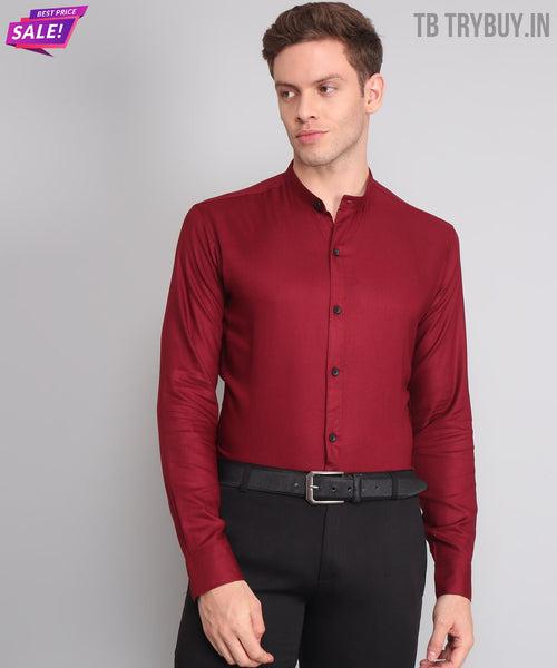 Maroon Mandarin Men's Shirt