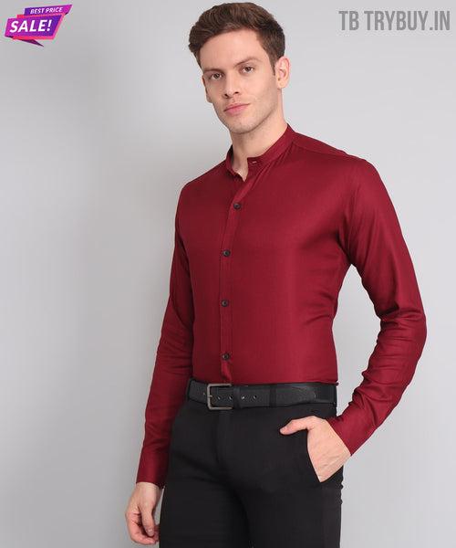 Maroon Mandarin Men's Shirt