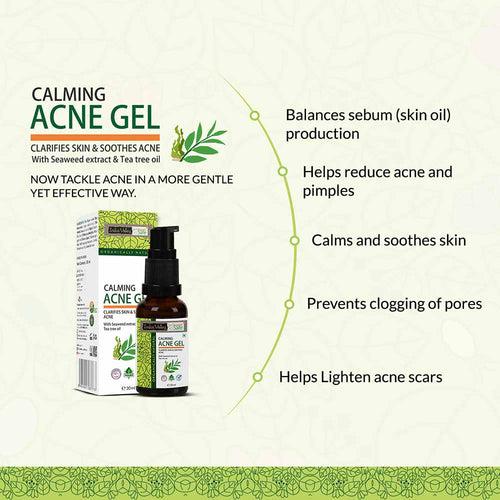 Calming Acne Gel Clarifies Skin & Soothes Acne With Seaweed Extract & Tea Tree Oil - 30ml.