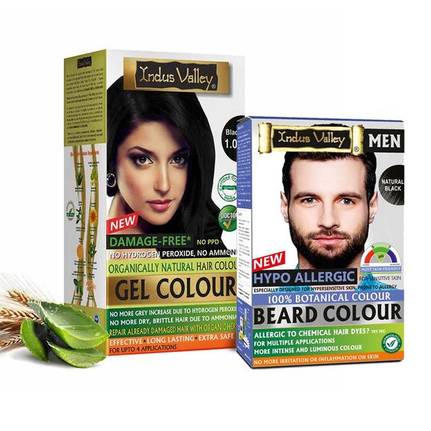 Damage Free Black Gel Colour & Hypo Allergic Black Beard Colour Combo