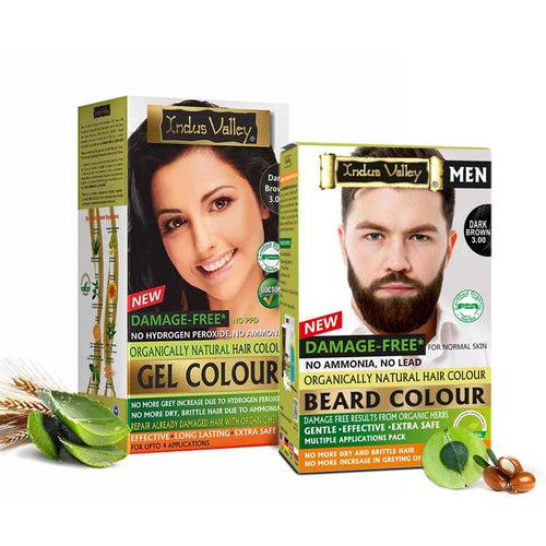 Dark Brown Damage Free Gel Colour & Beard Colour Combo