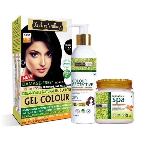 Damage Free Gel Colour With Colour Protective Conditioning Shampoo and Hair Ultima Spa Combo - (575ml + 20g)