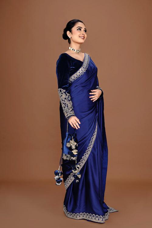 ADIRA - Mulberry Purple Satin Saree Set