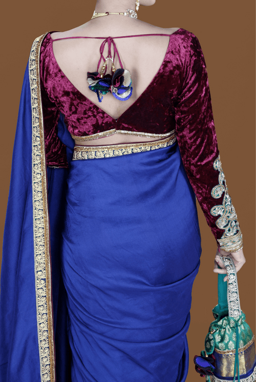 ARIA - Indigo Blue Silk Embellished Saree Set