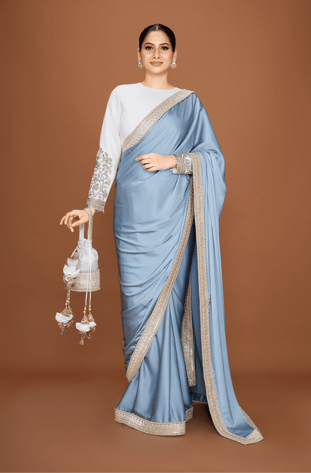 AASHVI - Earl Grey Embroidered Saree Set