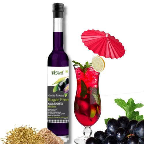 VISTEVIA Khatta Mazaa - Sugarfree Kala Khatta Syrup 470ml (makes 30-35 glasses) | 100% Natural - Made with Kala Jamun | Perfect for Diabetics | Tastes Delicious