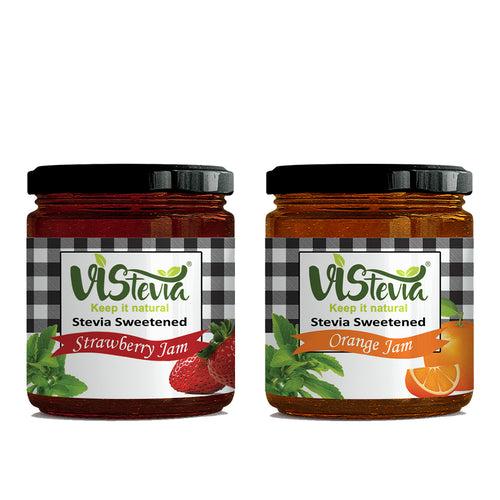 Sugar-Free Stevia Strawberry & Orange Jam – Pack of 2 (220gm x 2)