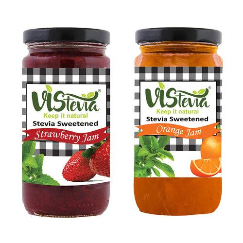 Sugar-Free Stevia Strawberry & Orange Jam – Pack of 2 (400gm x 2)