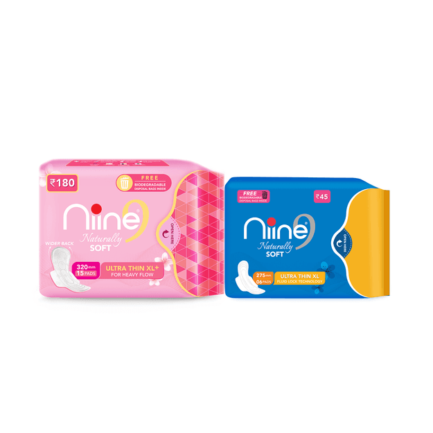 Naturally Soft Ultra Thin XL+  Sanitary Pads for women - 15N & Ultra Thin XL 6N Pads