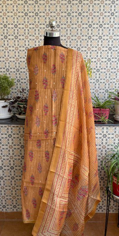 unstitched chanderi dress material/suit-ch53