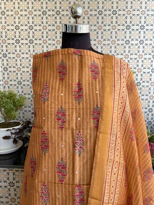 unstitched chanderi dress material/suit-ch53