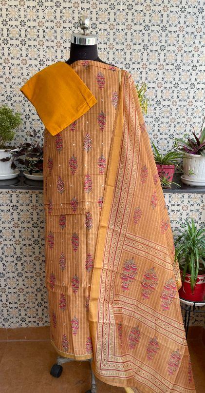 unstitched chanderi dress material/suit-ch53