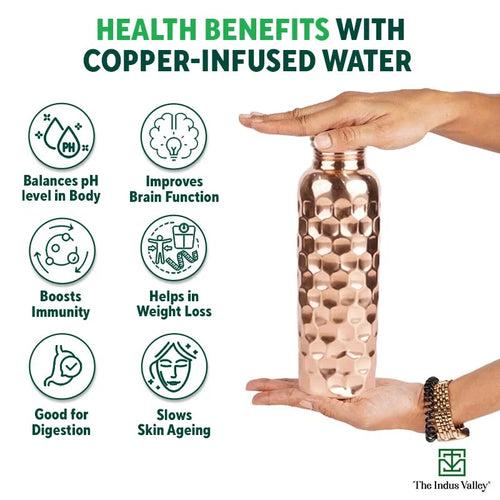 100% Pure Copper Water Bottle, 1 Litre, Healthy, Toxin-free, Builds Immunity, Doctor Approved