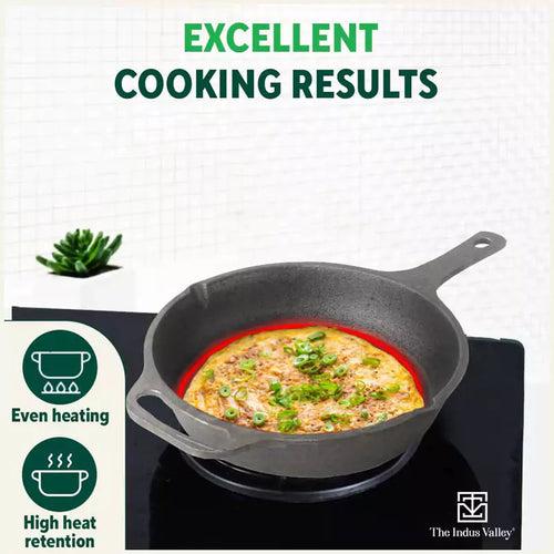 CASTrong Cast Iron Fry Pan, Pre-seasoned, Nonstick, 100% Pure, Toxin-free, Induction, 25.4cm, 1.9L, 2.9kg