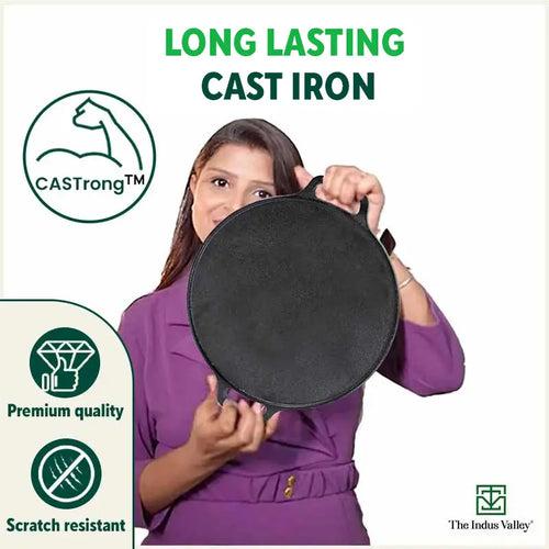 CASTrong Cast Iron Cookware Set: Tawa+ Kadai+ Fry Pan, Kitchen Set for Home, Pre-seasoned, 100% Pure, Toxin-free, Free ₹400 Tadka Pan