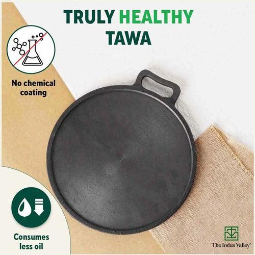 Super Smooth Cast Iron Tawa + Free ₹110 Spatula,Pre-seasoned, Nonstick, 100% Pure, Toxin-free, 27.9cm/30.5cm, 2.15kg/2.3kg