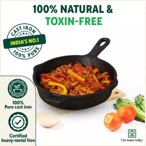 Super Smooth Cast Iron Fry Pan, Silicon Handle, 100% Pure, Toxin-free,Pre-seasoned, Induction, Non-stick, 20.3/25.4cm, 1.3/1.7L, 2.3/2.4kg