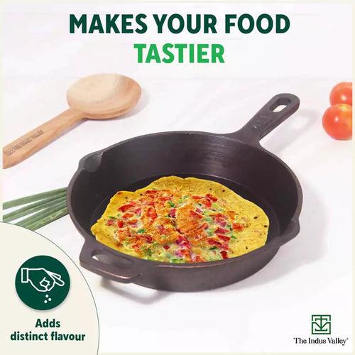 Super Smooth Cast Iron Frypan+ Free ₹400 Tadka Pan, Pre-seasoned, Nonstick, 100% Pure,Toxin-free, 25.4cm, 1.7L, 2.4kg