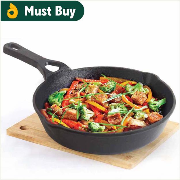 CASTrong Cast Iron Fry Pan/Skillet, Pre-seasoned, Natural Nonstick, 100% Pure, Toxin-free, Induction, 20.3cm, 0.9L, 1.6kg