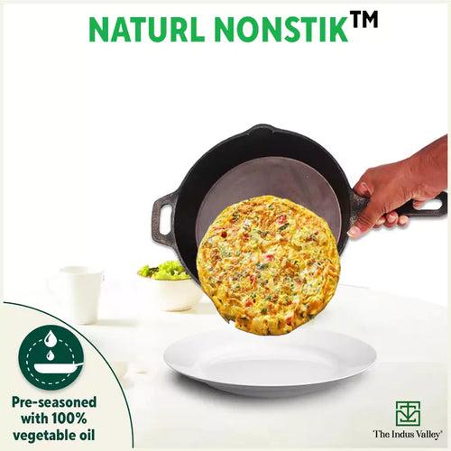 Super Smooth Cast Iron Frypan+ Free ₹400 Tadka Pan, Pre-seasoned, Nonstick, 100% Pure,Toxin-free, 25.4cm, 1.7L, 2.4kg