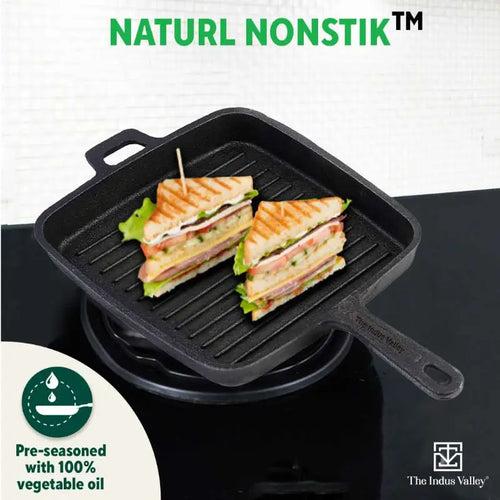 CASTrong Cast Iron Grill Pan, Pre-seasoned, 100% Pure, Toxin-free, Induction, 25.5cm, 3.4kg