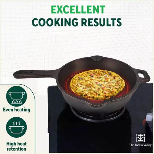 Super Smooth Cast Iron Fry Pan, Silicon Handle, 100% Pure, Toxin-free,Pre-seasoned, Induction, Non-stick, 20.3/25.4cm, 1.3/1.7L, 2.3/2.4kg
