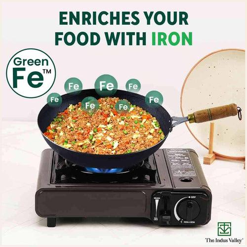 100% Pure Sheet Iron Wok with Wooden Handle, Seasoned, Toxin-free, 2.2/4.2L, 1/1.5kg